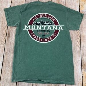 Blue 84 Montana Bozeman Green T Shirt Mountain Moose Graphic Print Size Small